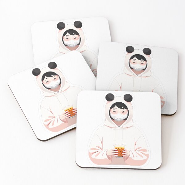 Item preview, Panda Hoodie Masked Person with Bubble Tea designed and sold by For-Cat Studio.