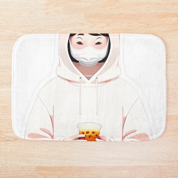Artikelvorschau, Person mit Panda-Hoodie und Maske, die Bubble Tea trägt entworfen und verkauft von For-Cat Studio.