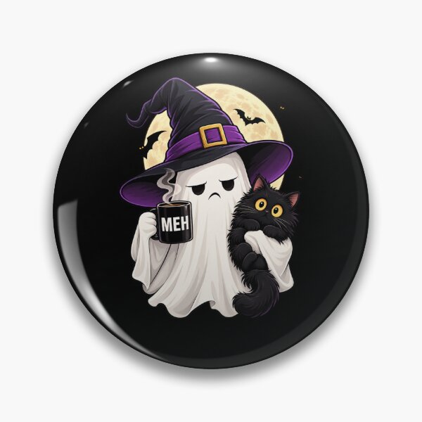 Item preview, Halloween Ghost Cat With MEH Mug designed and sold by ROUX-ART.