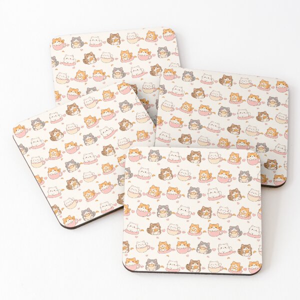 Item preview, Kawaii Cat Cafe Cozy Cute Seamless Pattern Print designed and sold by Inkworksbyshery.