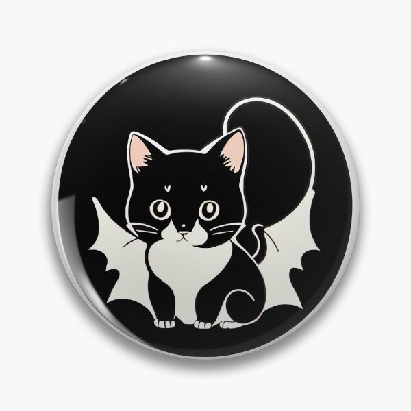 Artikelvorschau, Schwarze Katze mit Fledermausflügeln im Kreis entworfen und verkauft von For-Cat Studio.