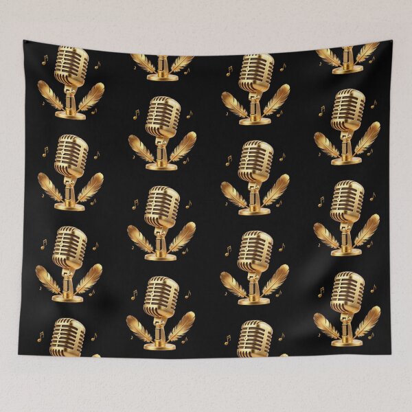 Item preview, Solenne Gold Microphone, Feathers and Musical Notes designed and sold by Solenne Music.