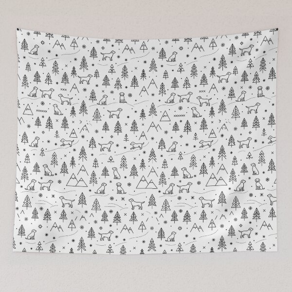 Item preview, Nordic Pattern of Dogs in the Forest: Minimalist Line Art Style designed and sold by Goodthingstree.