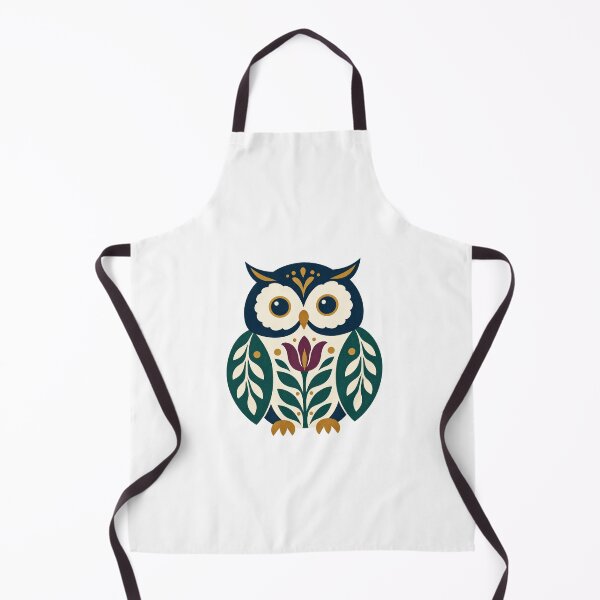 Item preview, Navy Folk Art Owl with Tulip designed and sold by H. Doucette Studio.