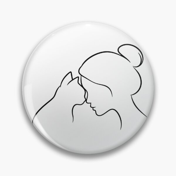 Item preview, Woman and Cat Line Art – Minimalist Cat Lover Design designed and sold by SVALANART.