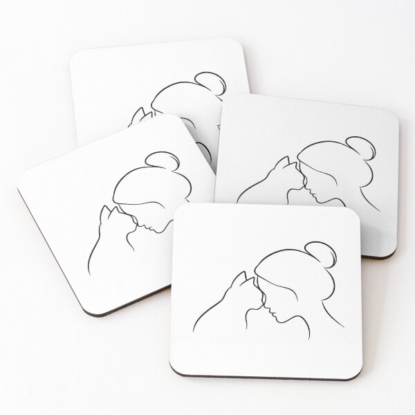 Item preview, Woman and Cat Line Art – Minimalist Cat Lover Design designed and sold by SVALANART.