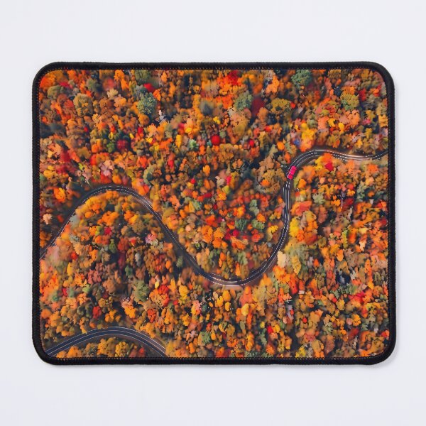 Item preview, Aerial View of a Red Car on a Winding Road Through a Vibrant Autumn Forest designed and sold by TeeBee1234.