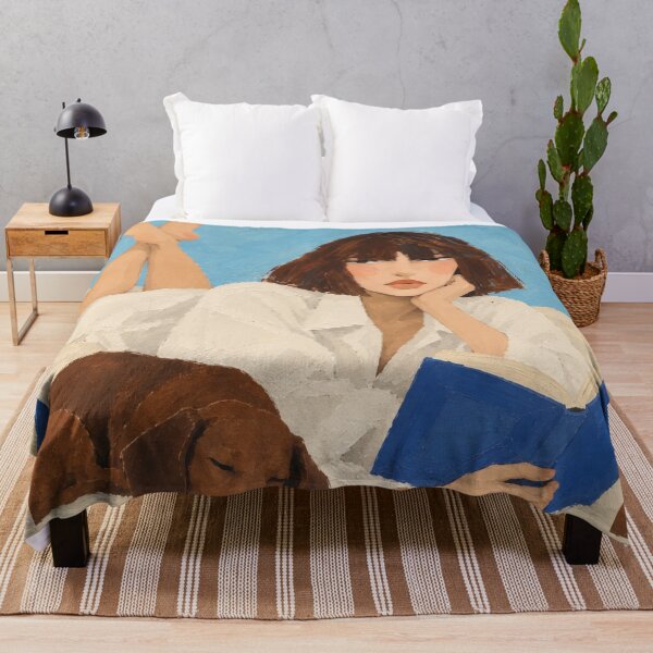 Item preview, French Girl Reading with Her Dachshund | Figurative Portrait designed and sold by CARRAANN.