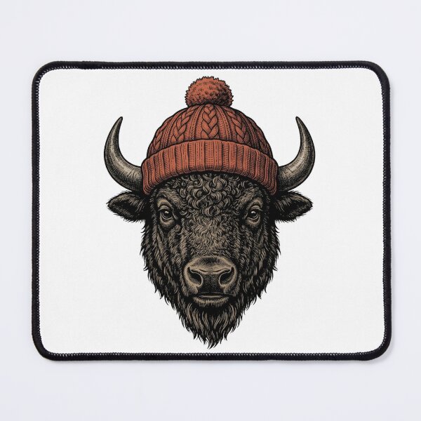 Item preview, Bison in Beanie Hat Vintage Buffalo Wilderness Outdoors Nature Lover designed and sold by raedattia.