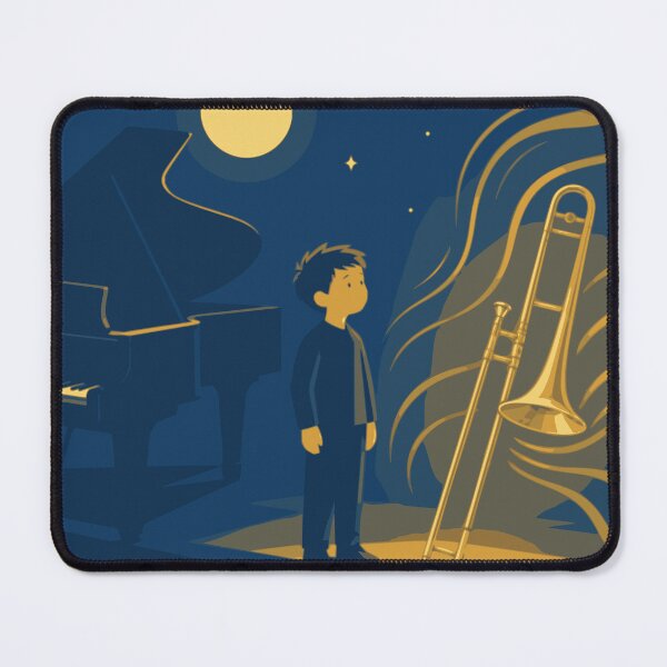 Item preview, Trombone Art Print, Magical Music Print, Golden Trombone Art, Dreamy Night Sky Illustration, Music Room Decor, Trombonist Gift designed and sold by Studio pod Burom.