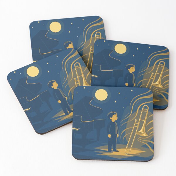 Item preview, Trombone Art Print, Magical Music Print, Golden Trombone Art, Dreamy Night Sky Illustration, Music Room Decor, Trombonist Gift designed and sold by Studio pod Burom.