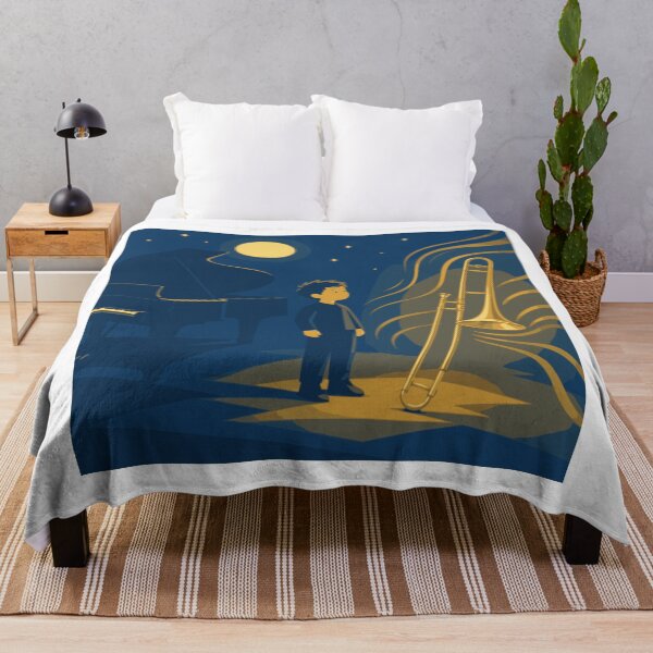 Item preview, Trombone Art Print, Magical Music Print, Golden Trombone Art, Dreamy Night Sky Illustration, Music Room Decor, Trombonist Gift designed and sold by Studio pod Burom.