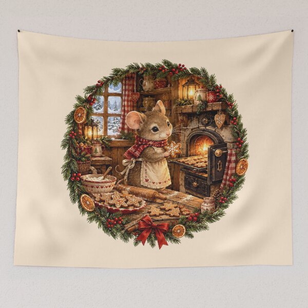 Item preview, Mouse Baking Christmas Cookies in Cozy Christmas Cottage designed and sold by SweetLilith.