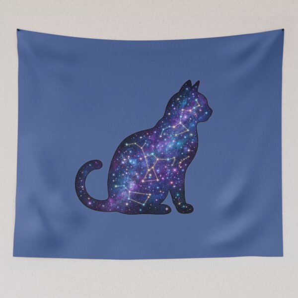 Item preview, Celestial Galaxy Stargazing Black Cat Silhouette Art designed and sold by Fine-Arts-Lab.