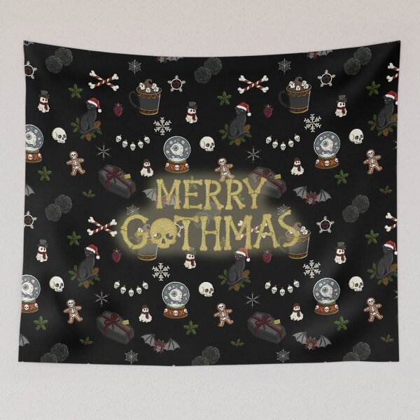 Item preview, Merry Gothmas Gothic Christmas Skull Pattern designed and sold by LaPolilladPapel.
