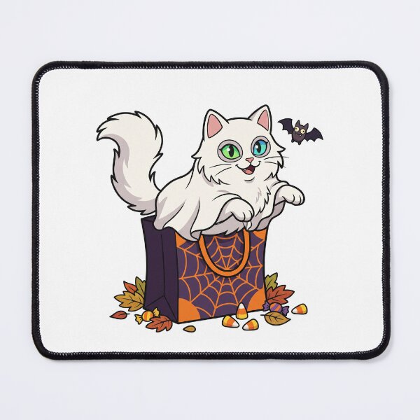 Item preview, Cute White Cat In Halloween Bag designed and sold by UvooArt.