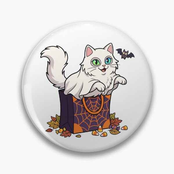 Item preview, Cute White Cat In Halloween Bag designed and sold by UvooArt.