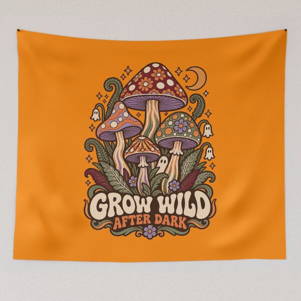 Item preview, Grow Wild After Dark - Retro Cottagecore Mushrooms & Ghosts designed and sold by Far Out Goods.