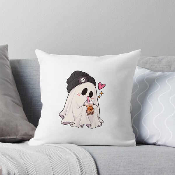 Item preview, Cute Ghost Eating Pink Donut Spooky Halloween designed and sold by axilstudiocl.