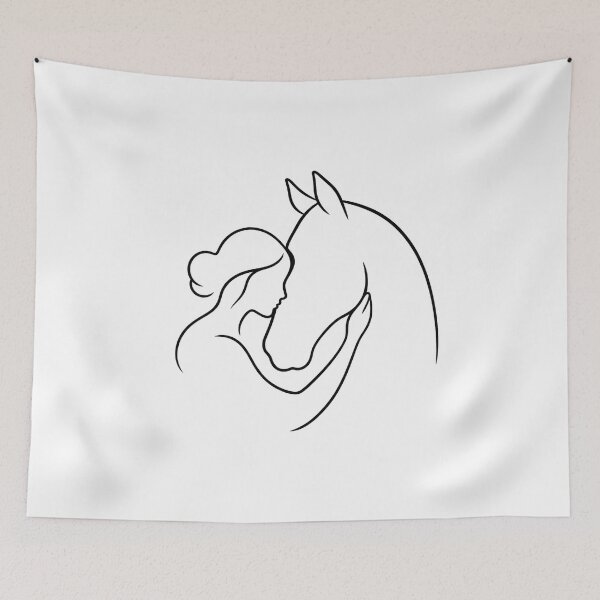 Item preview, Woman and Horse Line Art – Minimalist Equestrian Design designed and sold by SVALANART.