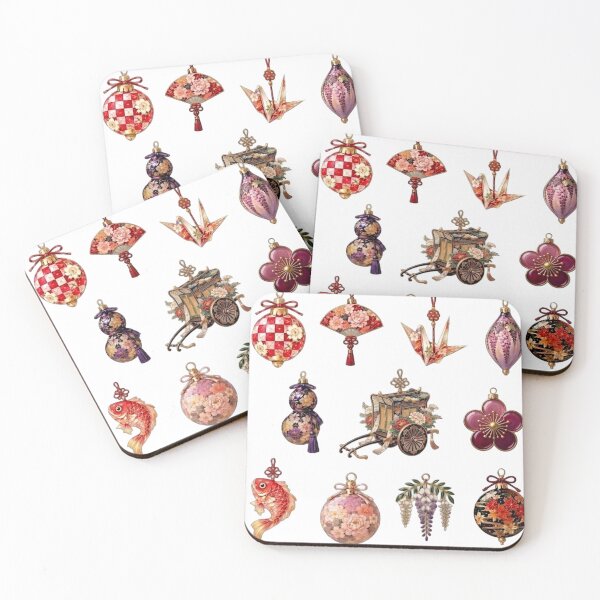 Item preview, Japanese Lucky Ornaments Sticker Sheet Vol. 02 | Gosho Guruma, Tai & Wisteria designed and sold by asumintjapan1.