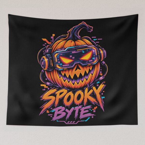 Item preview, Spooky Byte Cyberpunk Halloween Pumpkin Gamer designed and sold by CrazySzoopWorld.