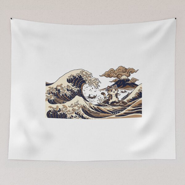 Item preview, The Great Coffee Wave Cat designed and sold by OddLittleGoods.