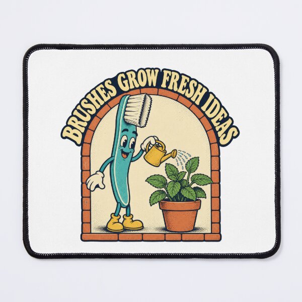Item preview, Toothbrush Growing Mint Retro Dental Garden Cartoon designed and sold by Pixdot.