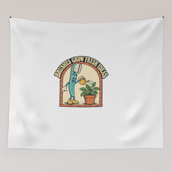 Item preview, Toothbrush Growing Mint Retro Dental Garden Cartoon designed and sold by Pixdot.