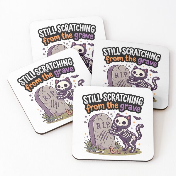 Item preview, Funny Skeleton Cat Scratching Gravestone Tombstone designed and sold by UvooArt.