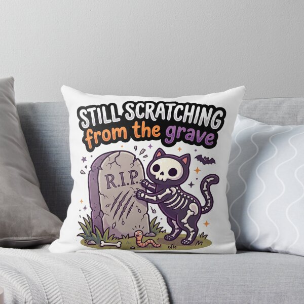 Item preview, Funny Skeleton Cat Scratching Gravestone Tombstone designed and sold by UvooArt.