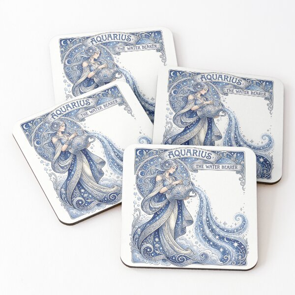 Item preview, Elegant Art Nouveau Aquarius Celestial Zodiac Goddess designed and sold by Michaelragheb.