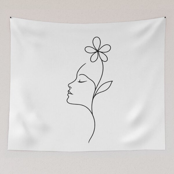 Item preview, Woman Face with Wildflower – Minimalist Floral Line Art designed and sold by SVALANART.