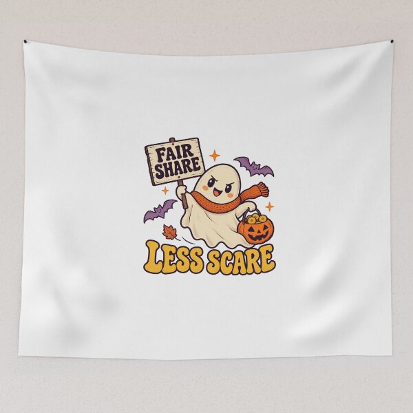 Item preview, Fair Share Less Scare Cute Halloween Ghost designed and sold by RetroPop23.