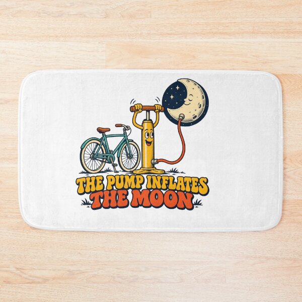 Item preview, Bicycle Pump Inflating The Moon Retro Cycling Cartoon designed and sold by Pixdot.