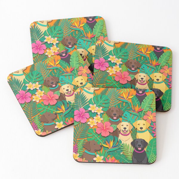 Item preview, Tropical Labrador Pattern: Dogs in the Jungle Paper Effect designed and sold by Goodthingstree.