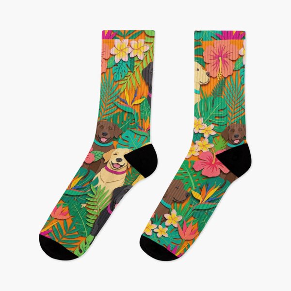 Item preview, Tropical Labrador Pattern: Dogs in the Jungle Paper Effect designed and sold by Goodthingstree.