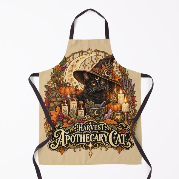 Item preview, Harvest Apothecary Cat – Witchy Black Cat Autumn Magic designed and sold by Blanczet.