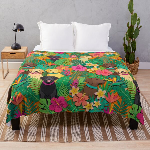 Item preview, Tropical Labrador Pattern: Dogs in the Jungle Paper Effect designed and sold by Goodthingstree.