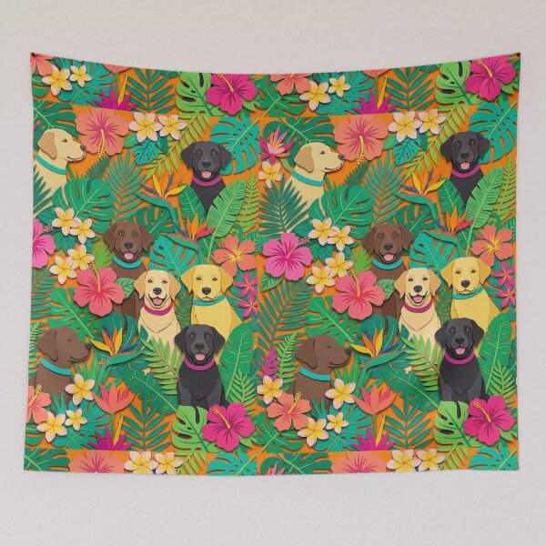 Item preview, Tropical Labrador Pattern: Dogs in the Jungle Paper Effect designed and sold by Goodthingstree.