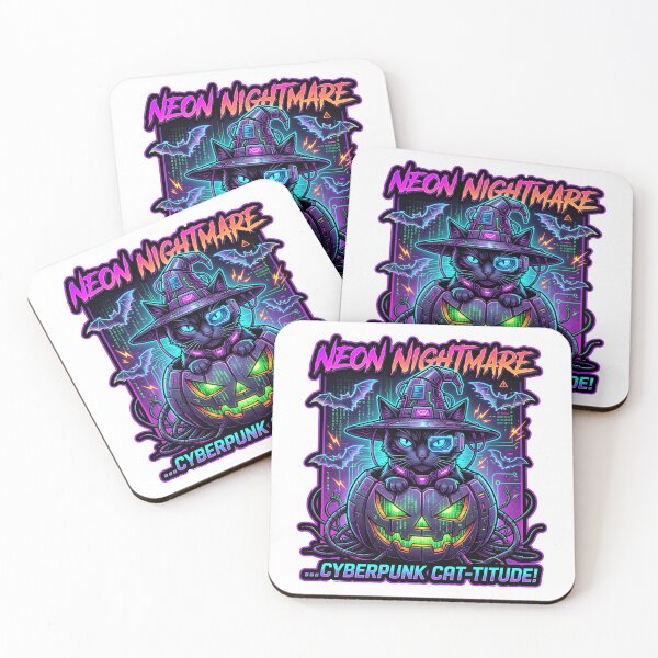 Item preview, Cyberpunk Neon Nightmare Mech Witch Cat designed and sold by UvooArt.