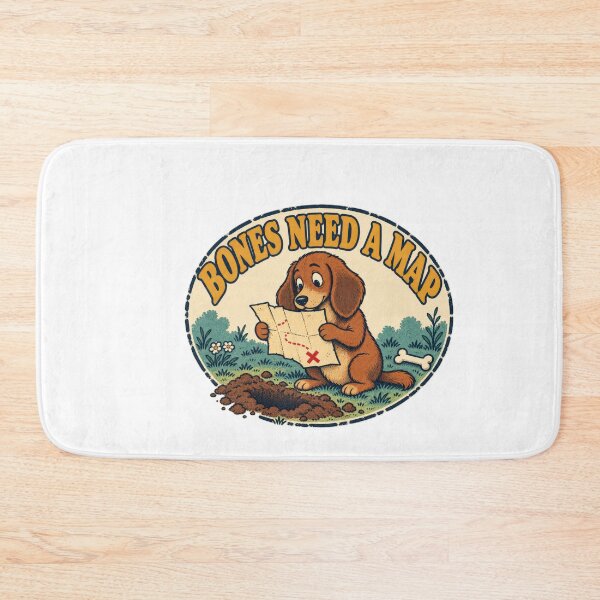 Item preview, Forgetful Dog Studying A Bone Treasure Map designed and sold by Pixdot.