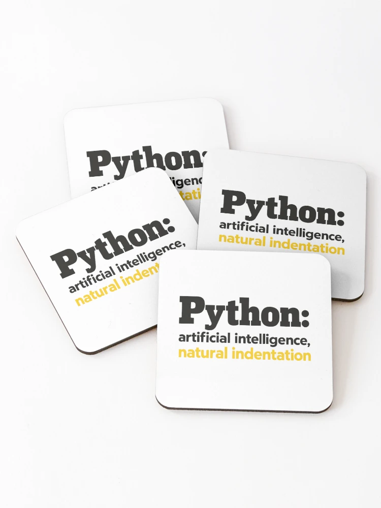 Thumbnail 1 of 5, Coasters (Set of 4), Python Artificial Intelligence Natural Indentation Coding Humor designed and sold by ThreadQuirk.