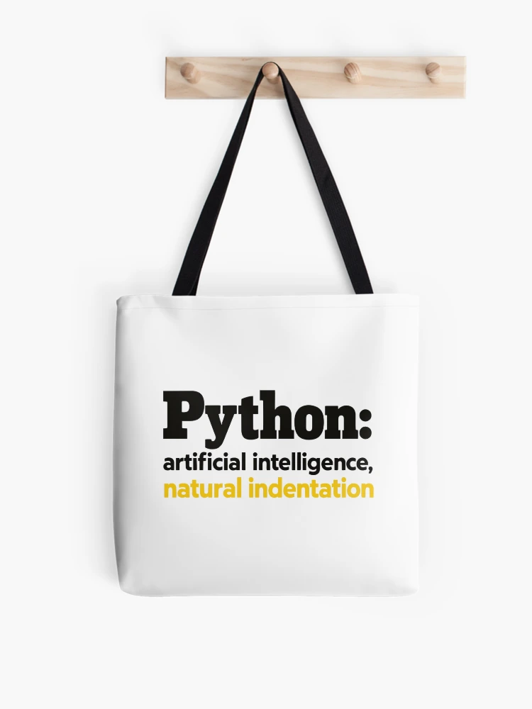 Thumbnail 1 of 2, Tote Bag, Python Artificial Intelligence Natural Indentation Coding Humor designed and sold by ThreadQuirk.