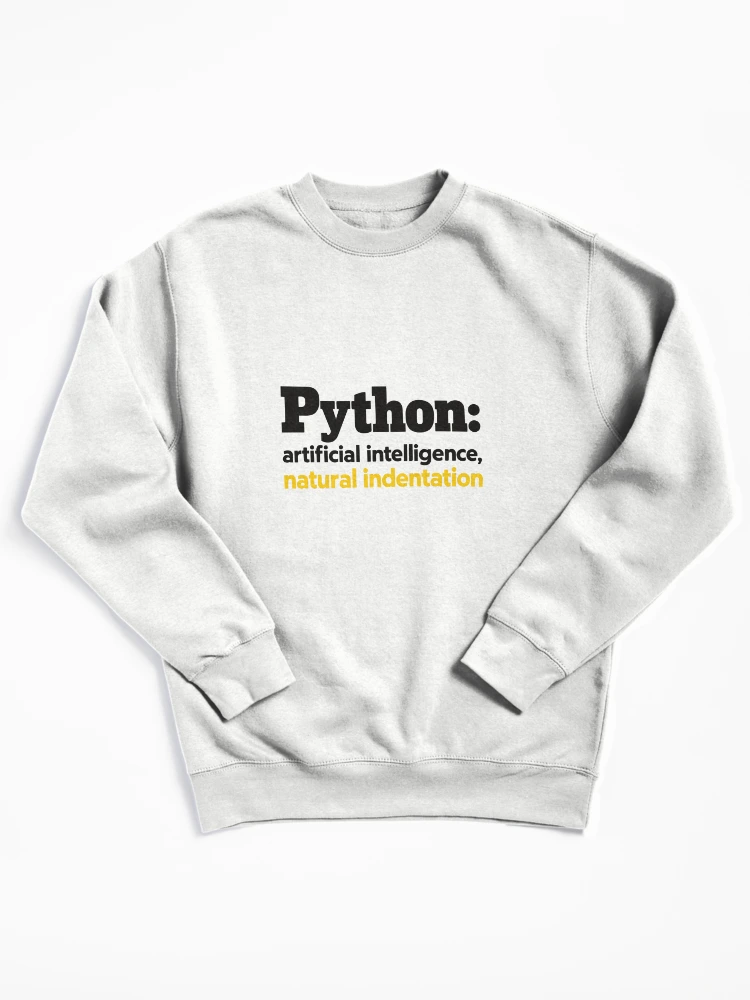 Thumbnail 1 of 6, Pullover Sweatshirt, Python Artificial Intelligence Natural Indentation Coding Humor designed and sold by ThreadQuirk.