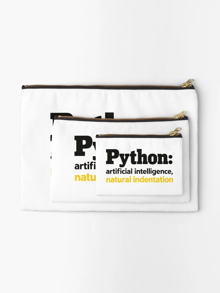 Thumbnail 2 of 4, Zipper Pouch, Python Artificial Intelligence Natural Indentation Coding Humor designed and sold by ThreadQuirk.