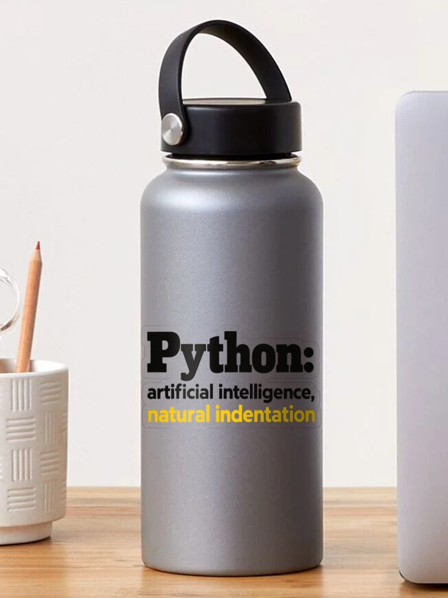 Thumbnail 1 of 3, Sticker, Python Artificial Intelligence Natural Indentation Coding Humor designed and sold by ThreadQuirk.