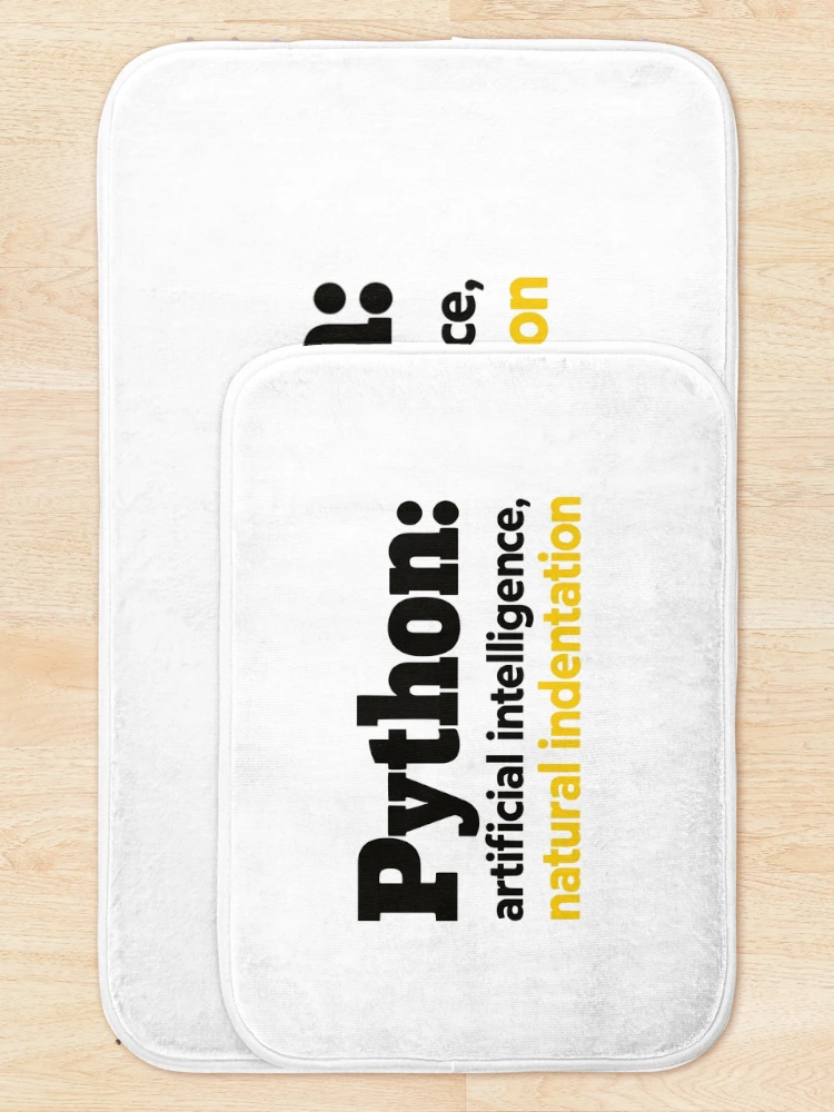 Thumbnail 5 of 6, Bath Mat, Python Artificial Intelligence Natural Indentation Coding Humor designed and sold by ThreadQuirk.