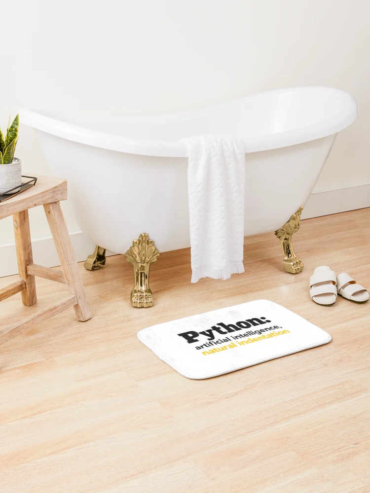 Thumbnail 2 of 6, Bath Mat, Python Artificial Intelligence Natural Indentation Coding Humor designed and sold by ThreadQuirk.