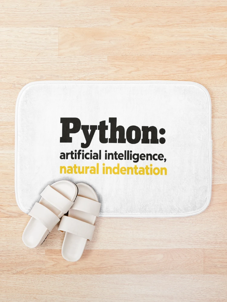 Thumbnail 1 of 6, Bath Mat, Python Artificial Intelligence Natural Indentation Coding Humor designed and sold by ThreadQuirk.